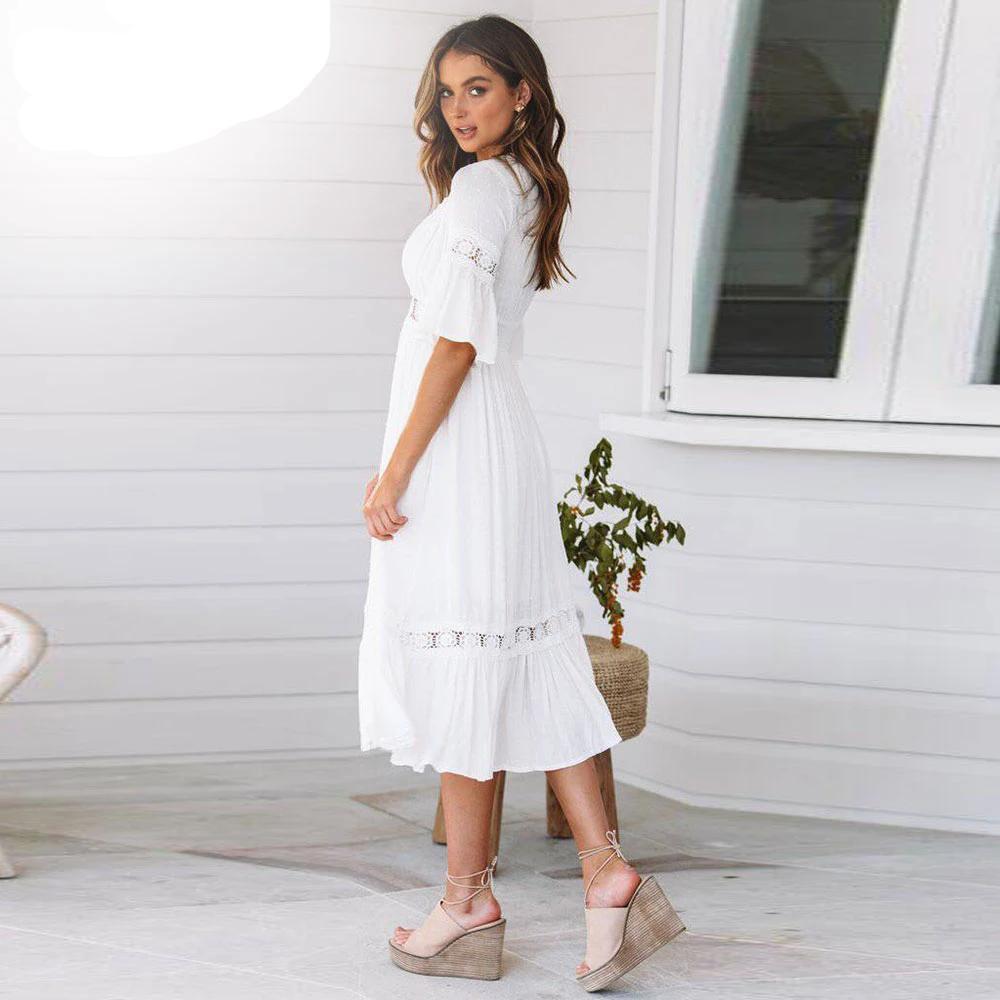Robe Blanche Style Hippie Chic