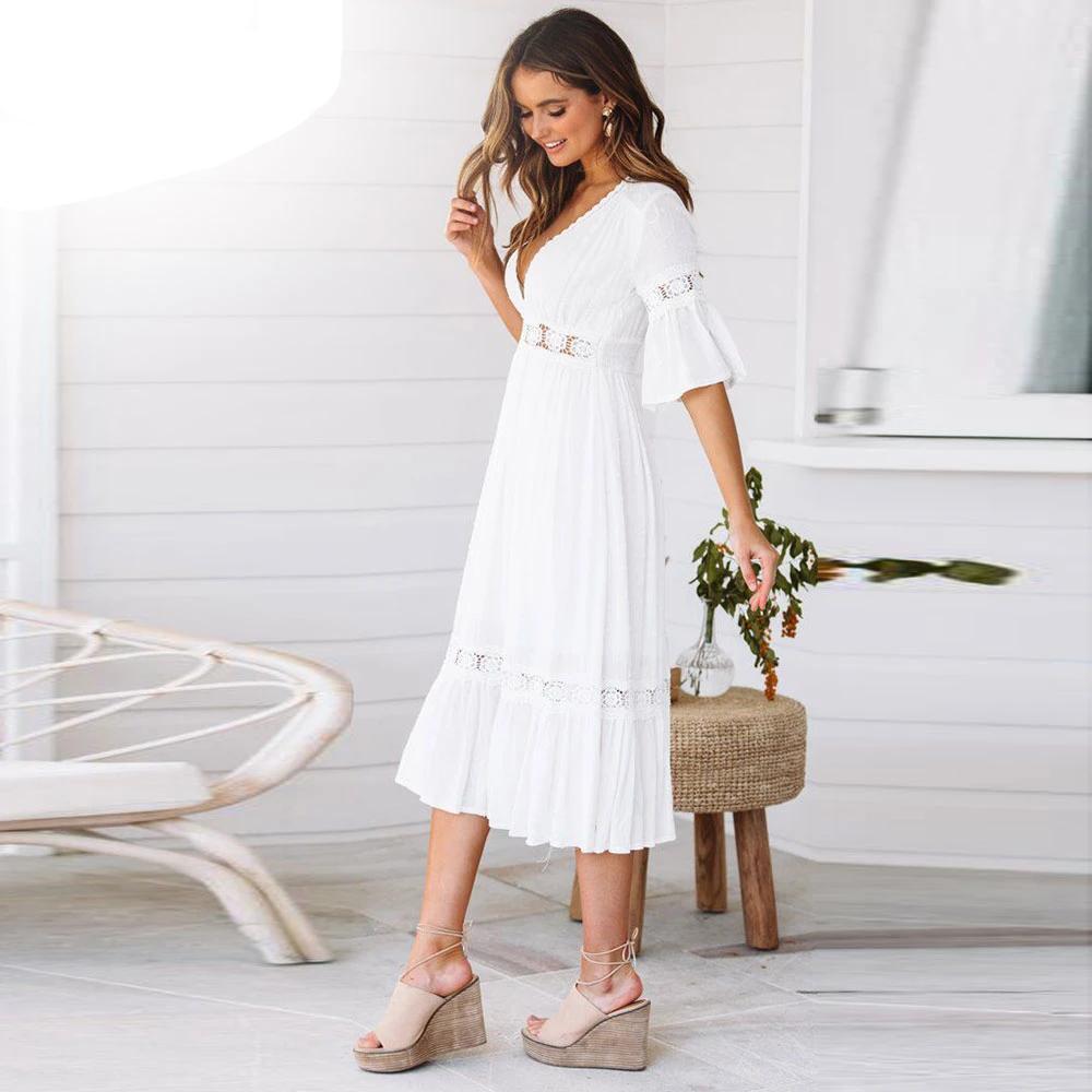 Robe Blanche Style Hippie Chic