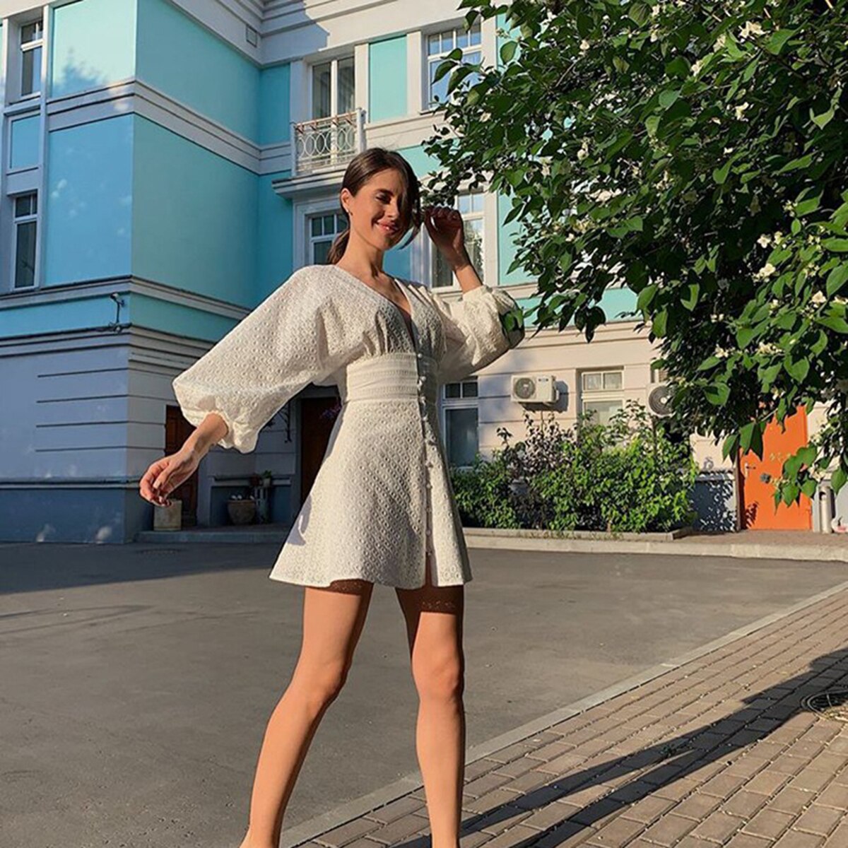 Robe bohème blanche courte