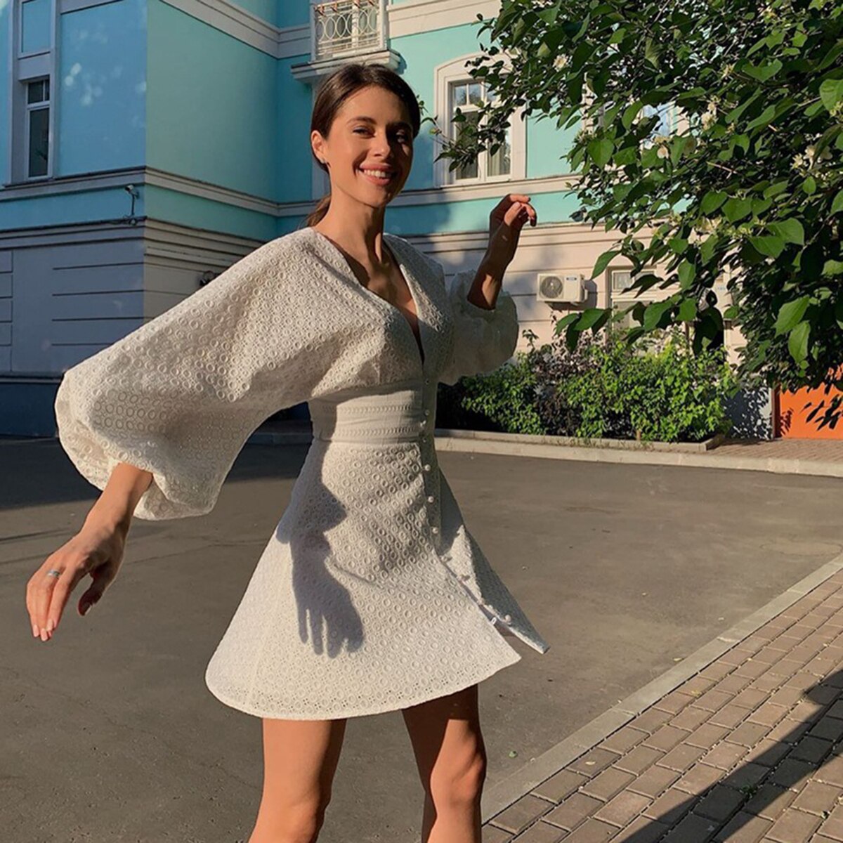 Robe bohème blanche courte