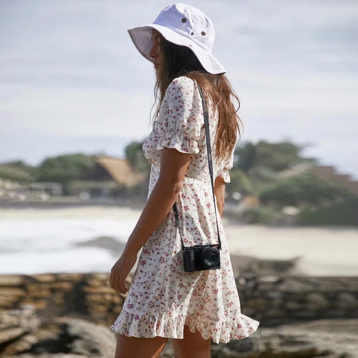 Robe bohème blanche courte