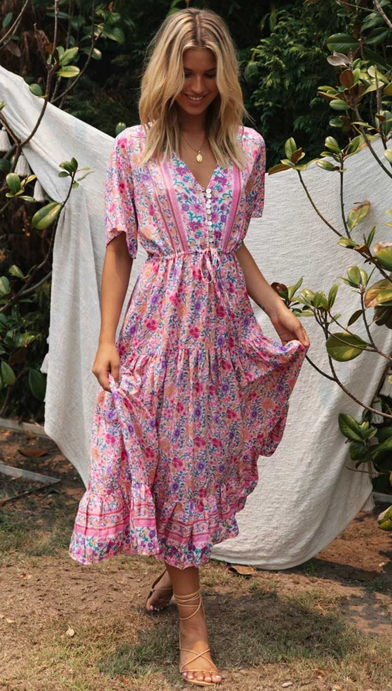 Robe Bohème Esprit - Rose / S