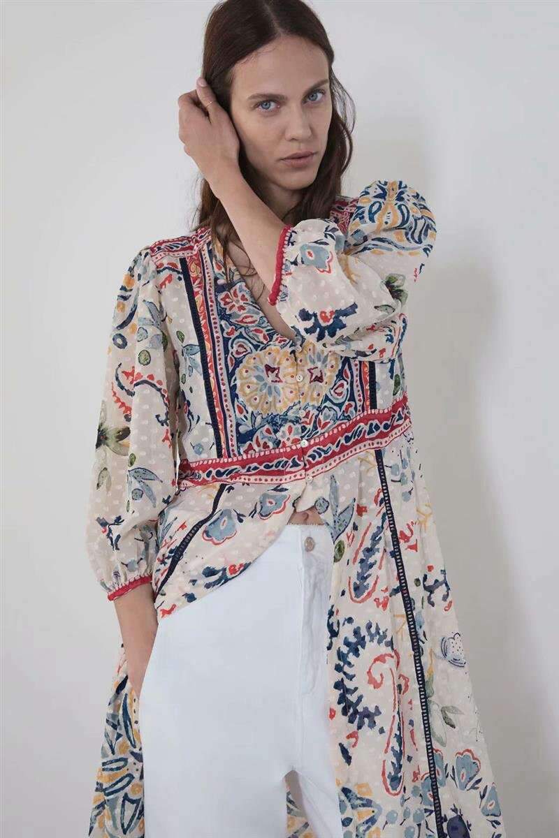 Robe Bohème Fendue - Beige / XS