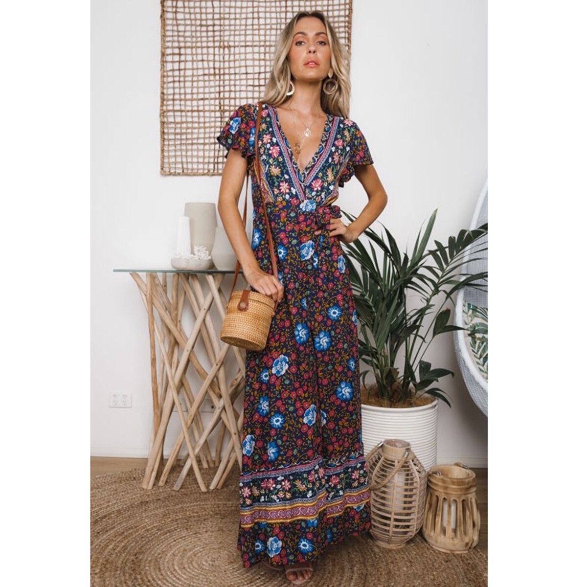 Robe bohème longue fleurie