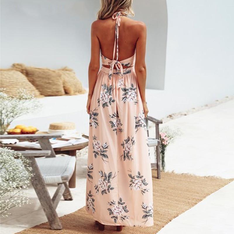 Robe Bohème Maxi Fleurie Dos Nu