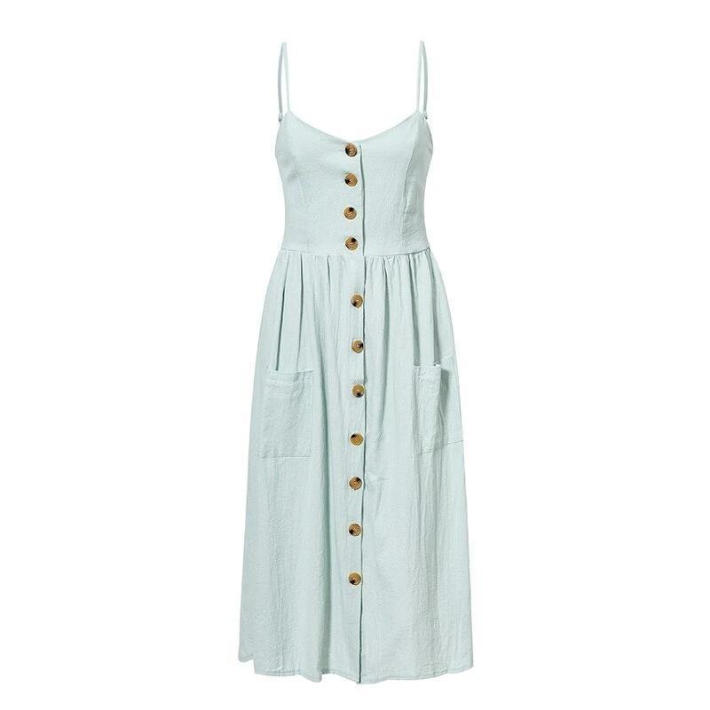 Robe Bohème Mi-Longue - Bleu / S