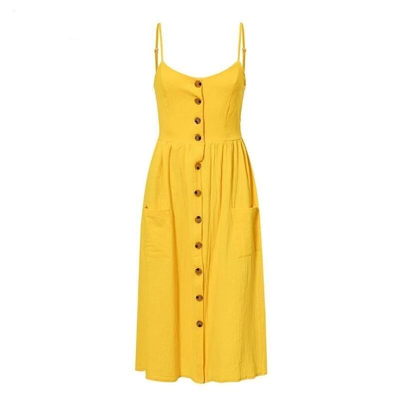 Robe Bohème Mi-Longue - Jaune / S