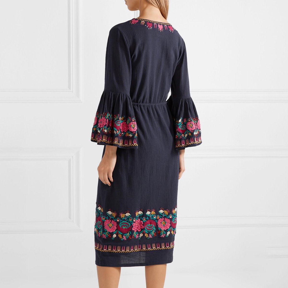 Robe boheme mi longue manche
