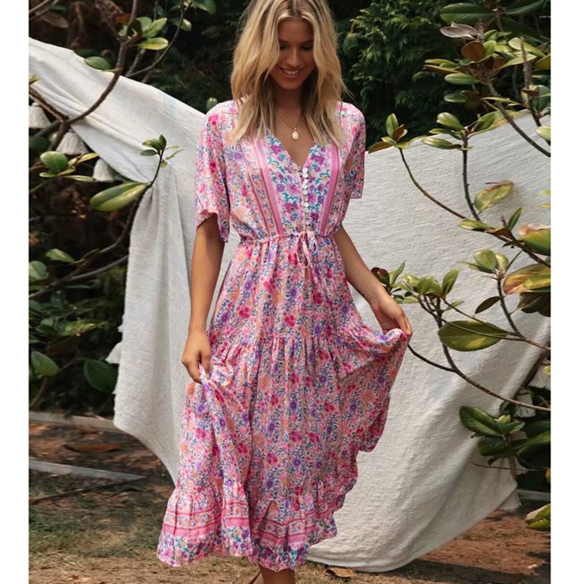 Robe boheme rose