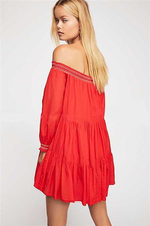 Robe bohème rouge courte