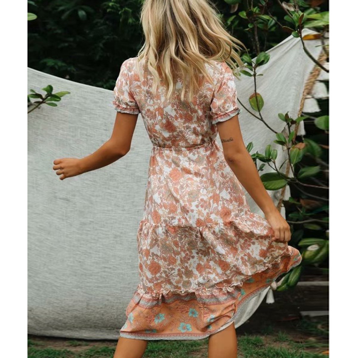 Robe boho longue jaune