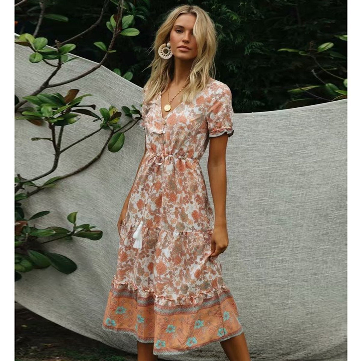 Robe boho longue jaune