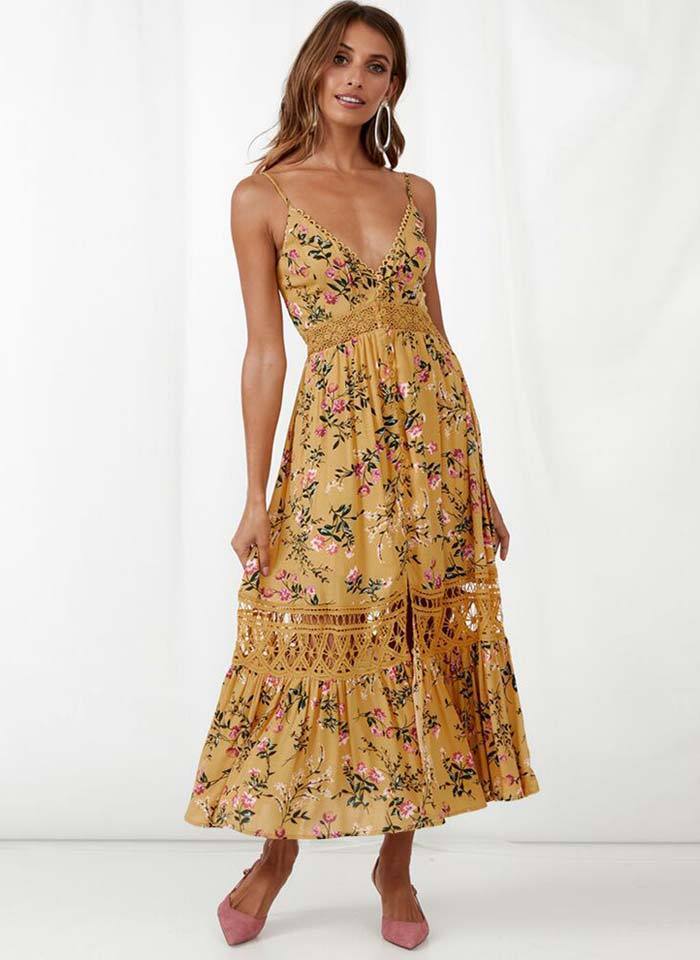 Robe Boho Longue - Jaune / S
