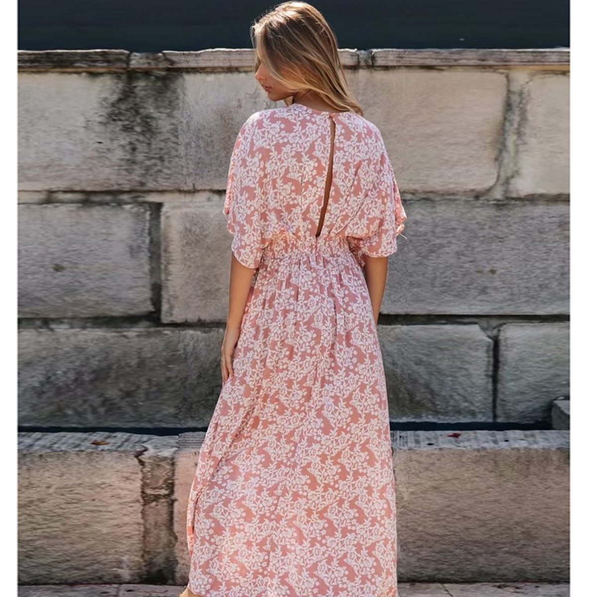Robe boho longue rose