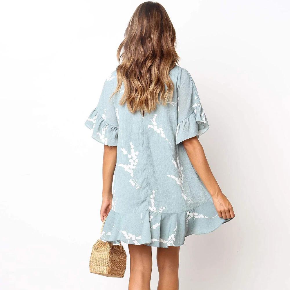 Robe Courte Bohème Bleu