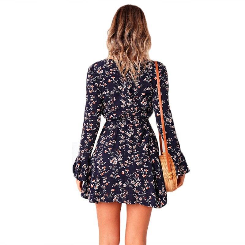 Robe Courte Bohème Manche Longue