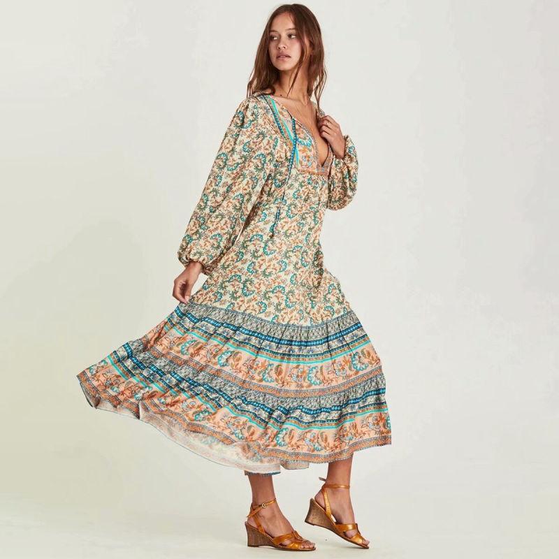 Robe Hippie Année 60 - Beige / S