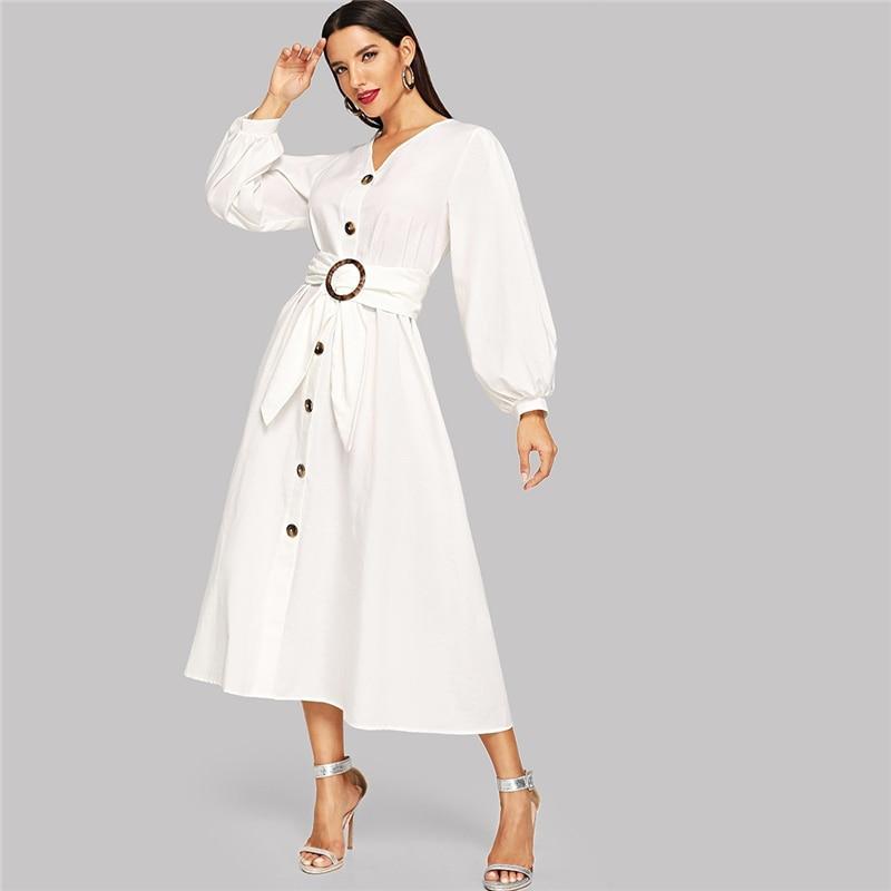 Robe Longue Bohème À Manche - Blanc / XS