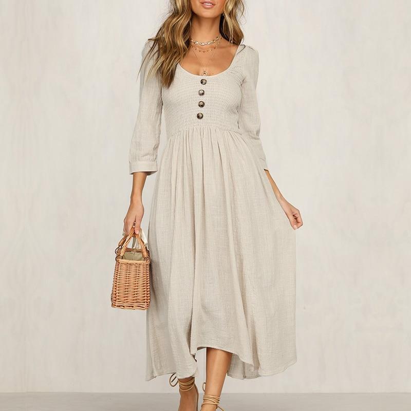 Robe Longue Bohème Chic Crème