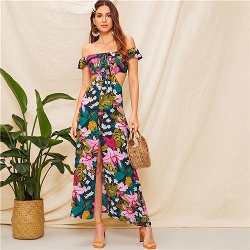 Robe Longue Bohème Chic Fleurie - Multi-couleur / XS