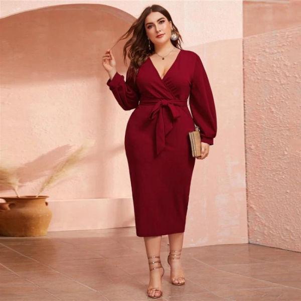 Robe Longue Bohème Chic Grande Taille - Bordeau / L