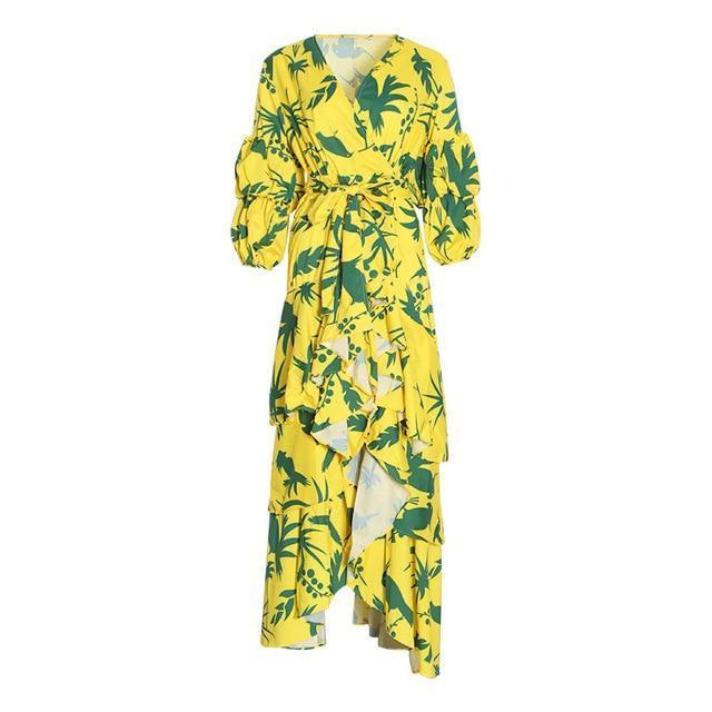 Robe longue bohème jaune