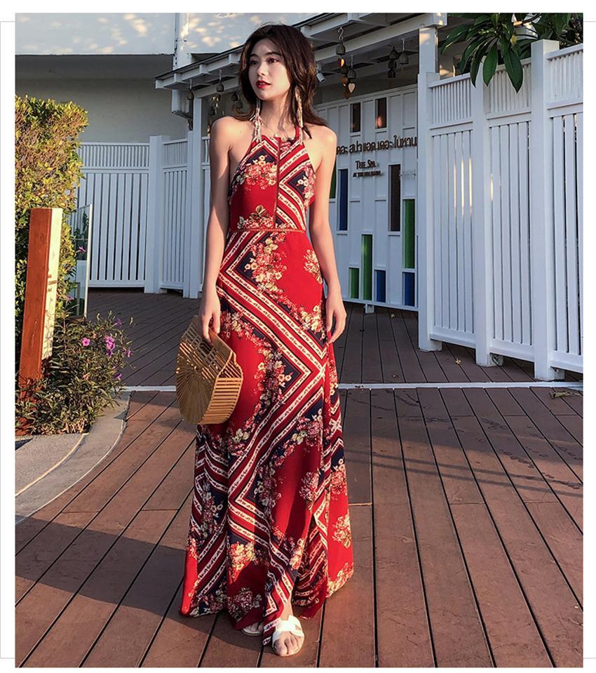 Robe Longue Bohème Soirée - S / Rouge