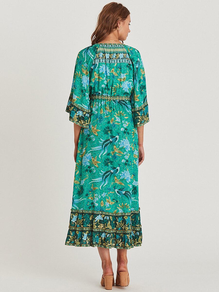 Robe Longue Bohème Verte