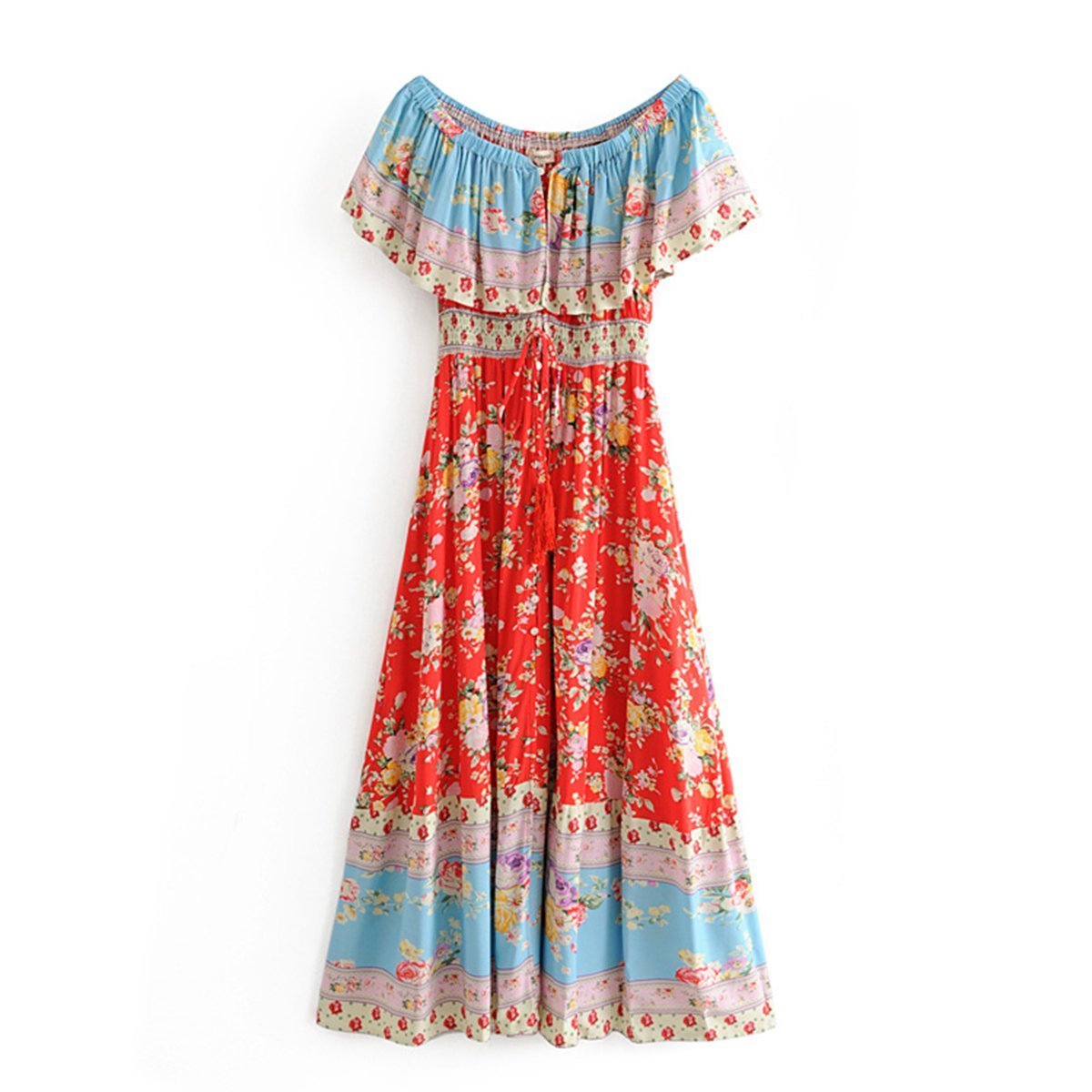 Robe Longue Fluide Imprimée Bohème