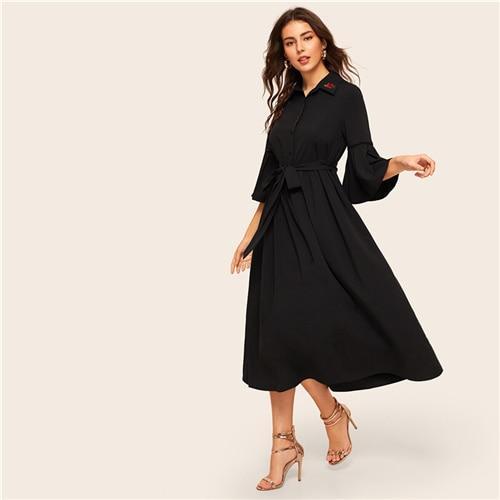 Robe Longue Noire Style Bohème