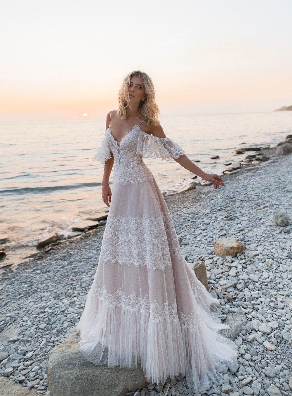 Robe Mariée Hippie Bohème - Blanc / 32