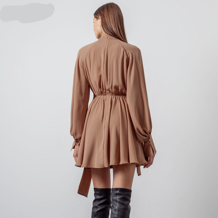 Robe bohème marron courte
