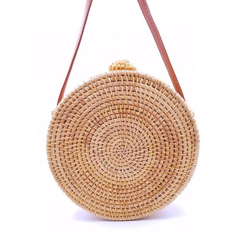 Sac Rond en Paille Bohème