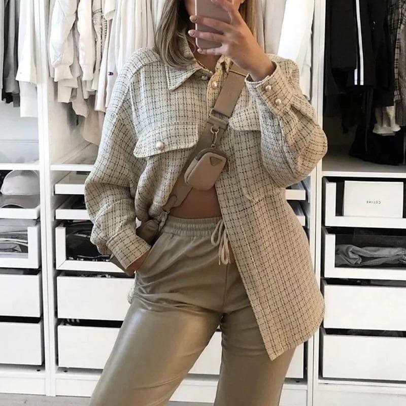 Veste Chemise Hiver Beige
