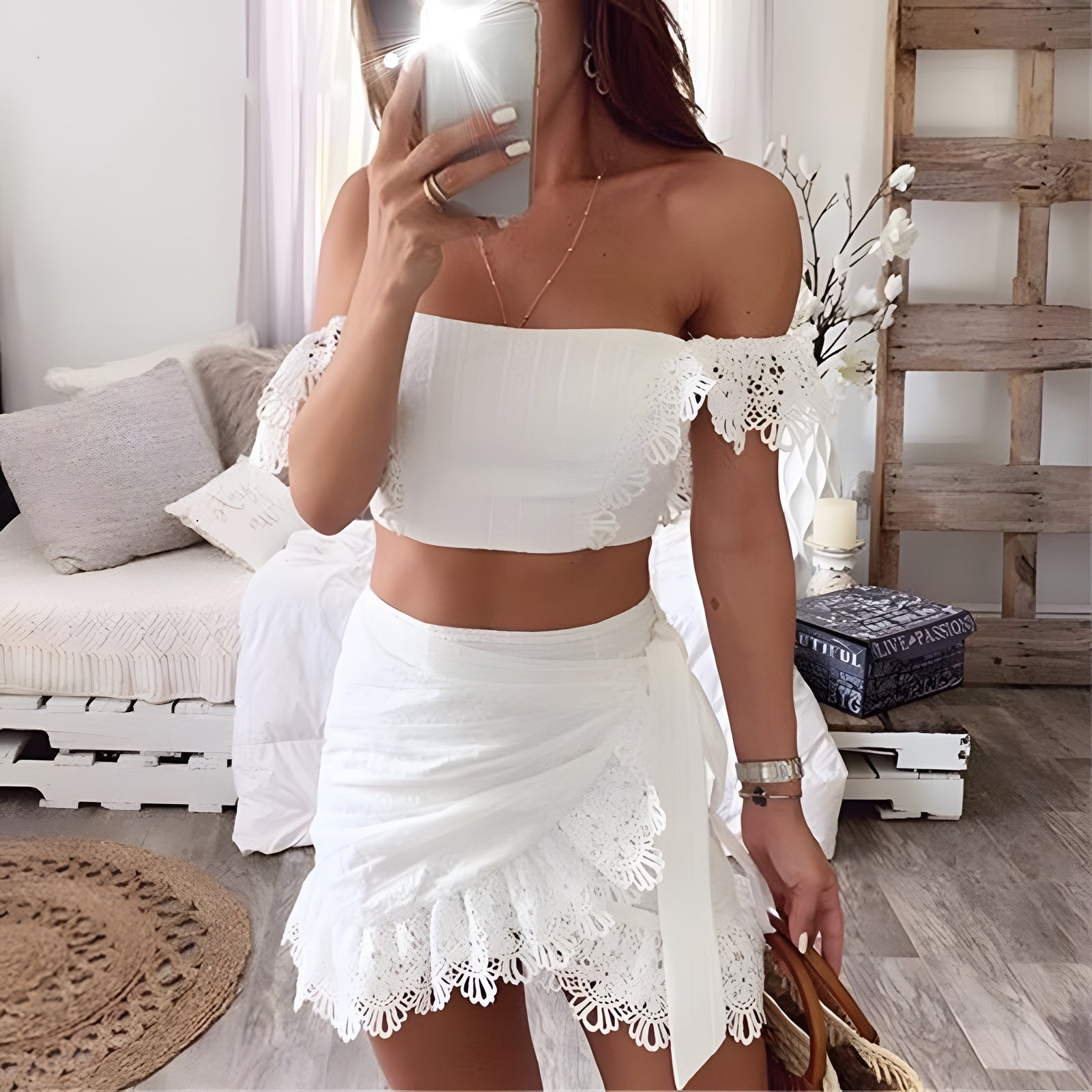 Jupe Boheme Chic Blanche