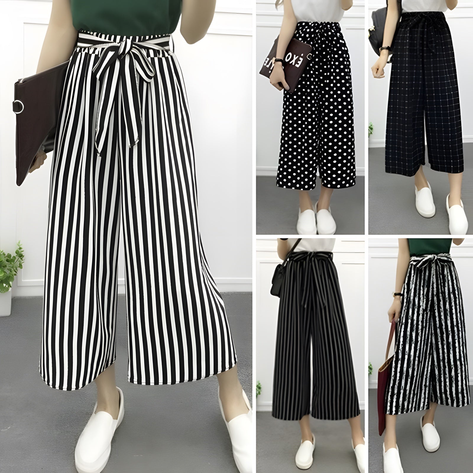 Pantalon Large à Rayures