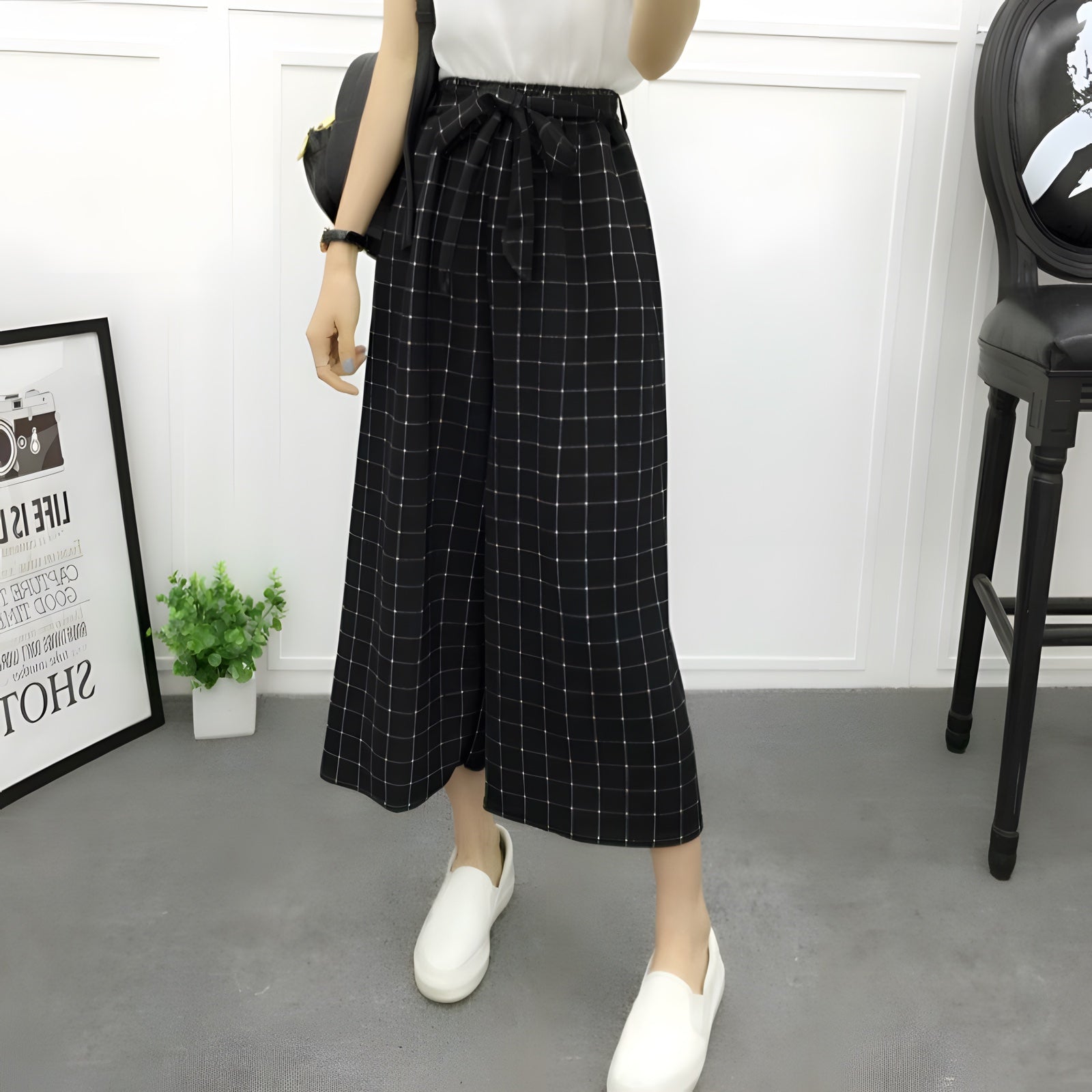 Pantalon Large à Rayures