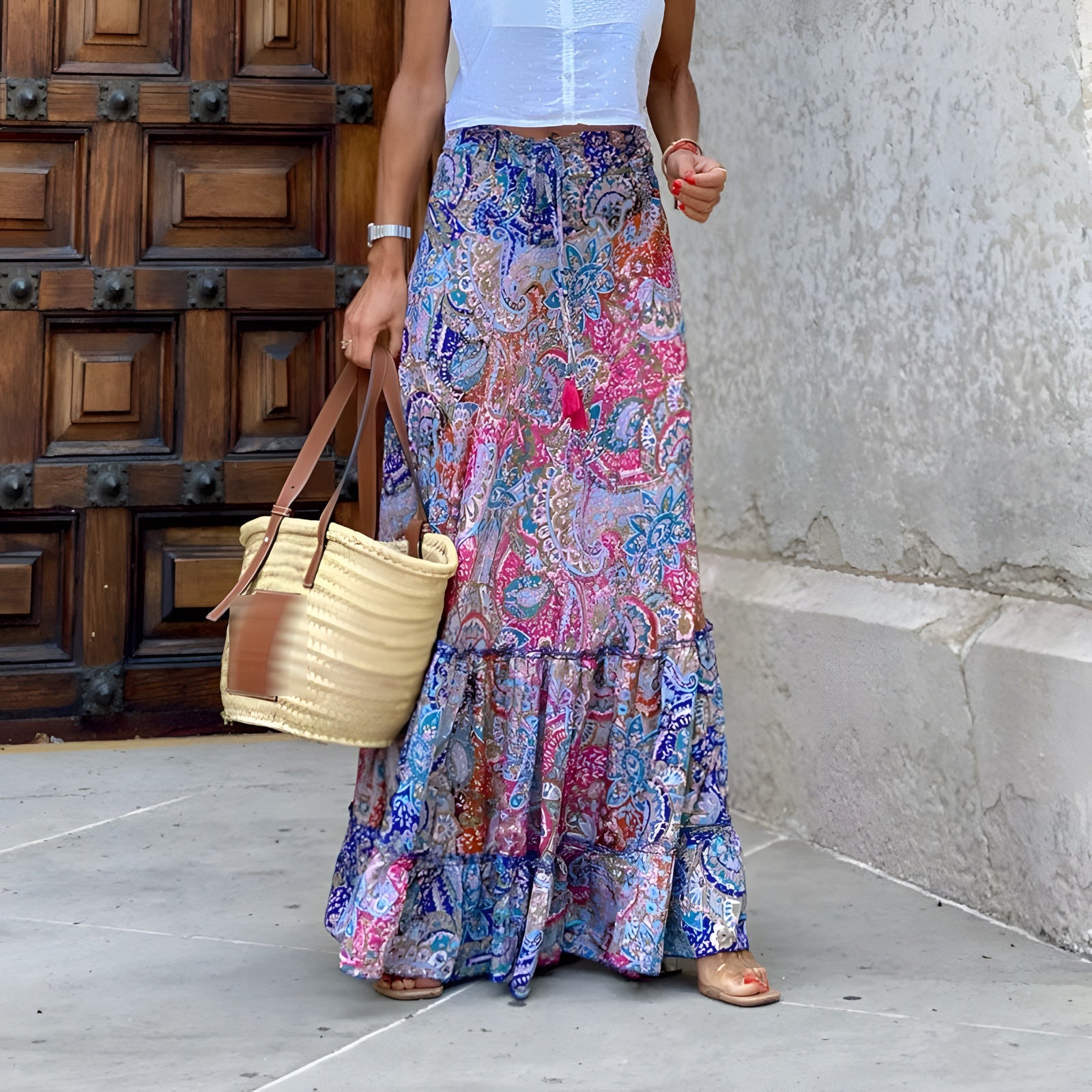 Jupe Longue Boheme Bleu