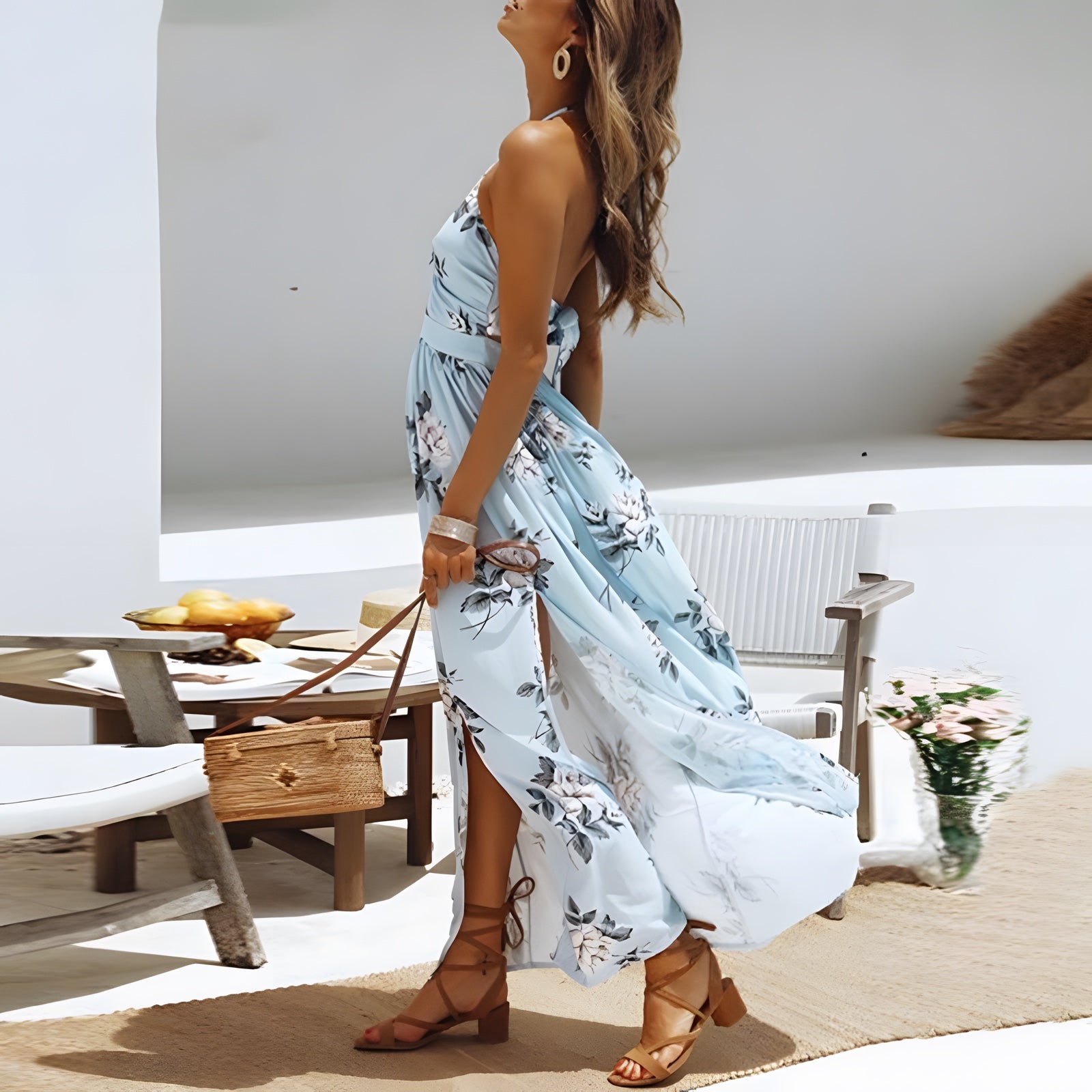 Robe Bohème Maxi Fleurie Dos Nu