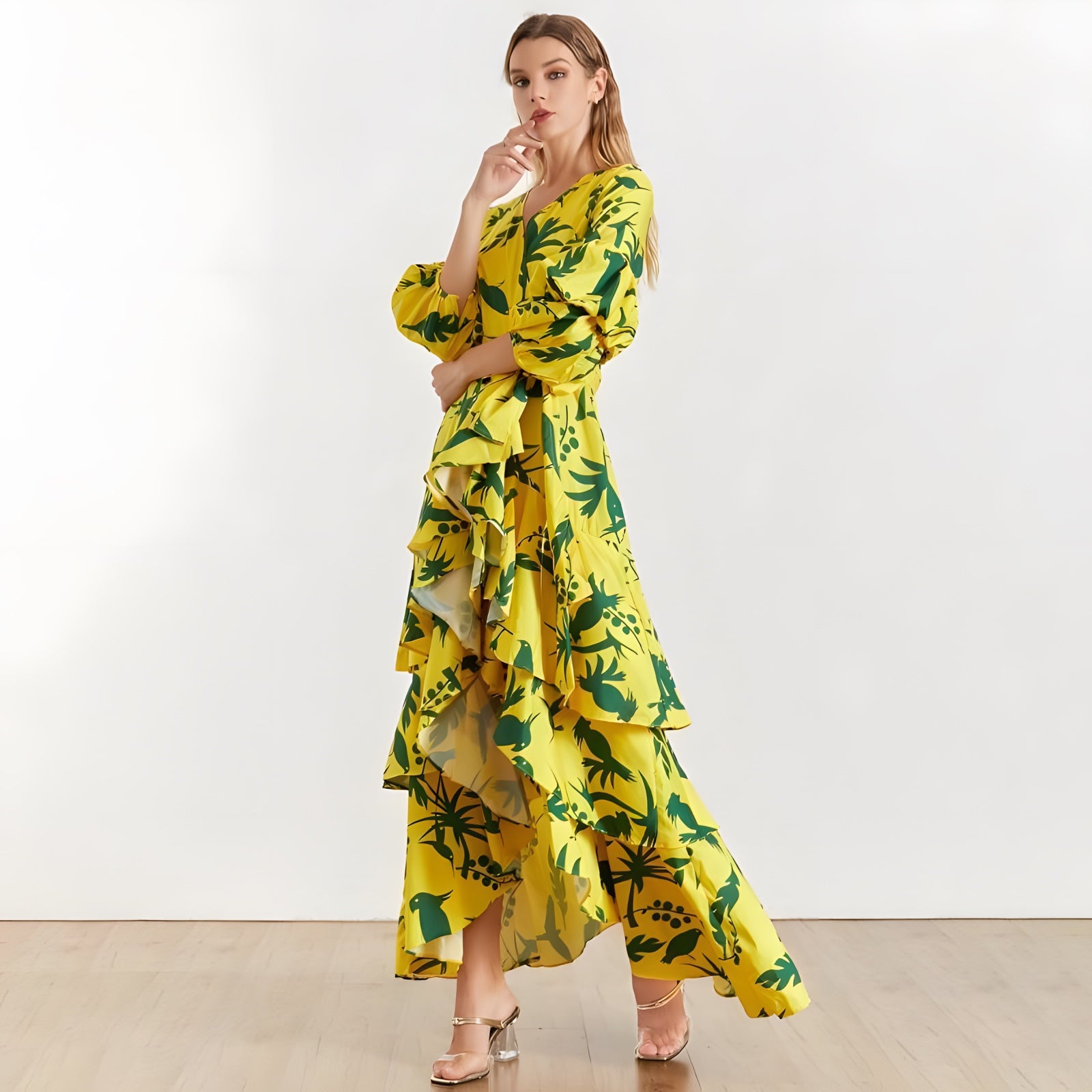 Robe longue bohème jaune - Jaune / S