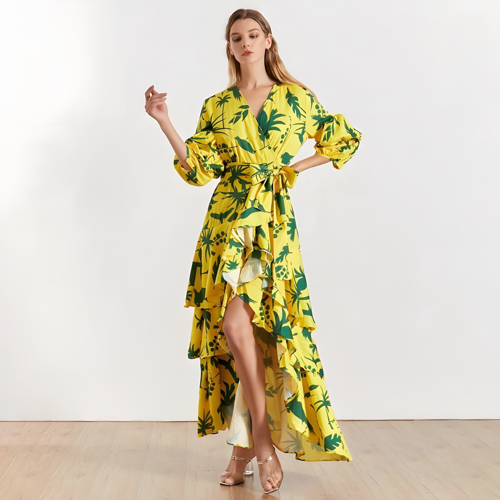 Robe longue bohème jaune