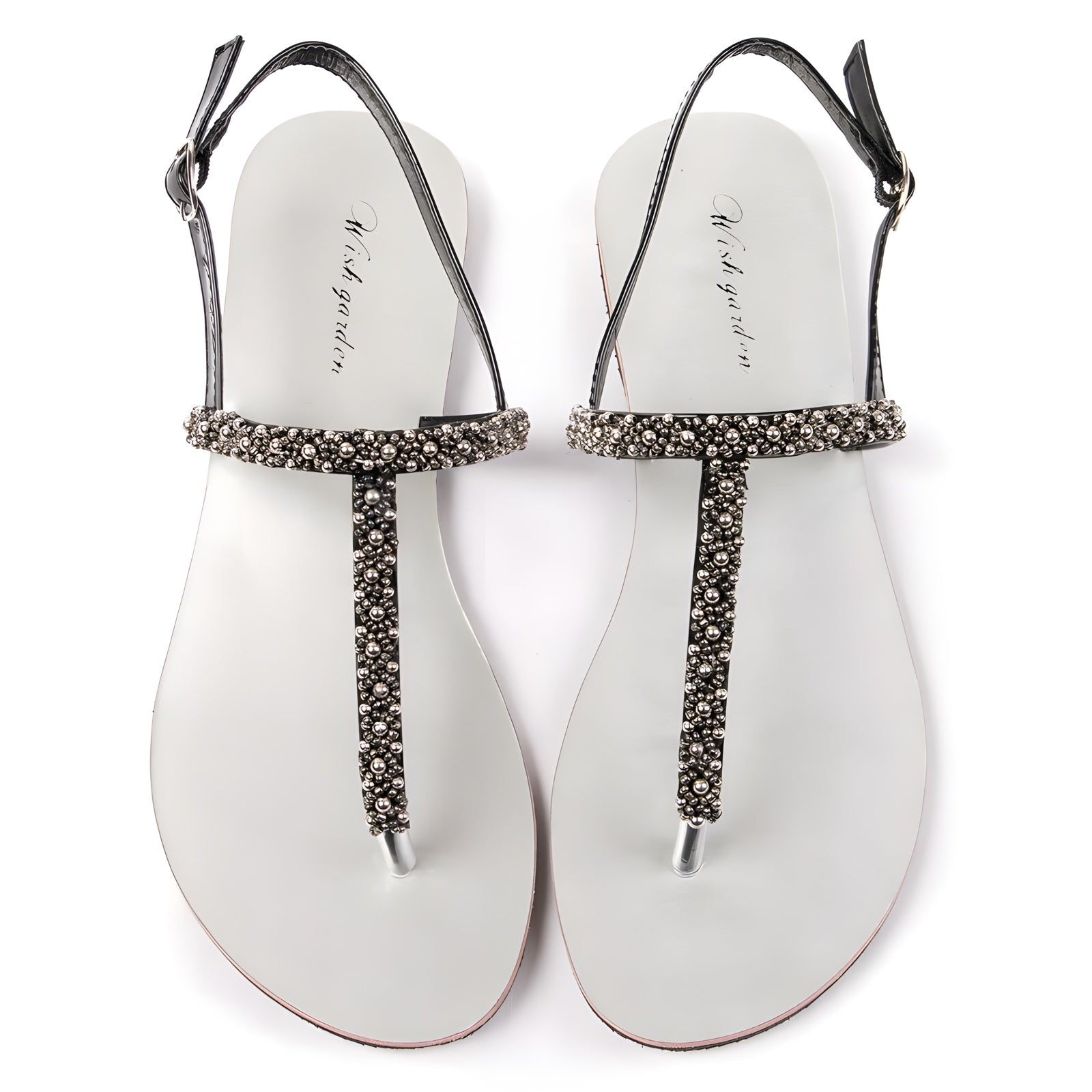 Sandales femme plates bohème noir
