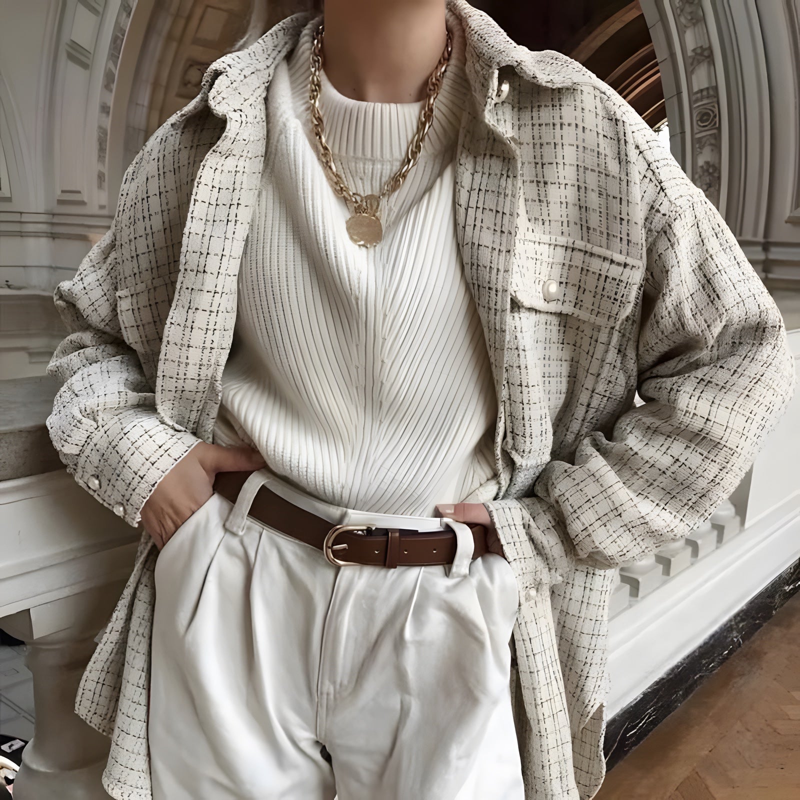 Veste Chemise Hiver Beige