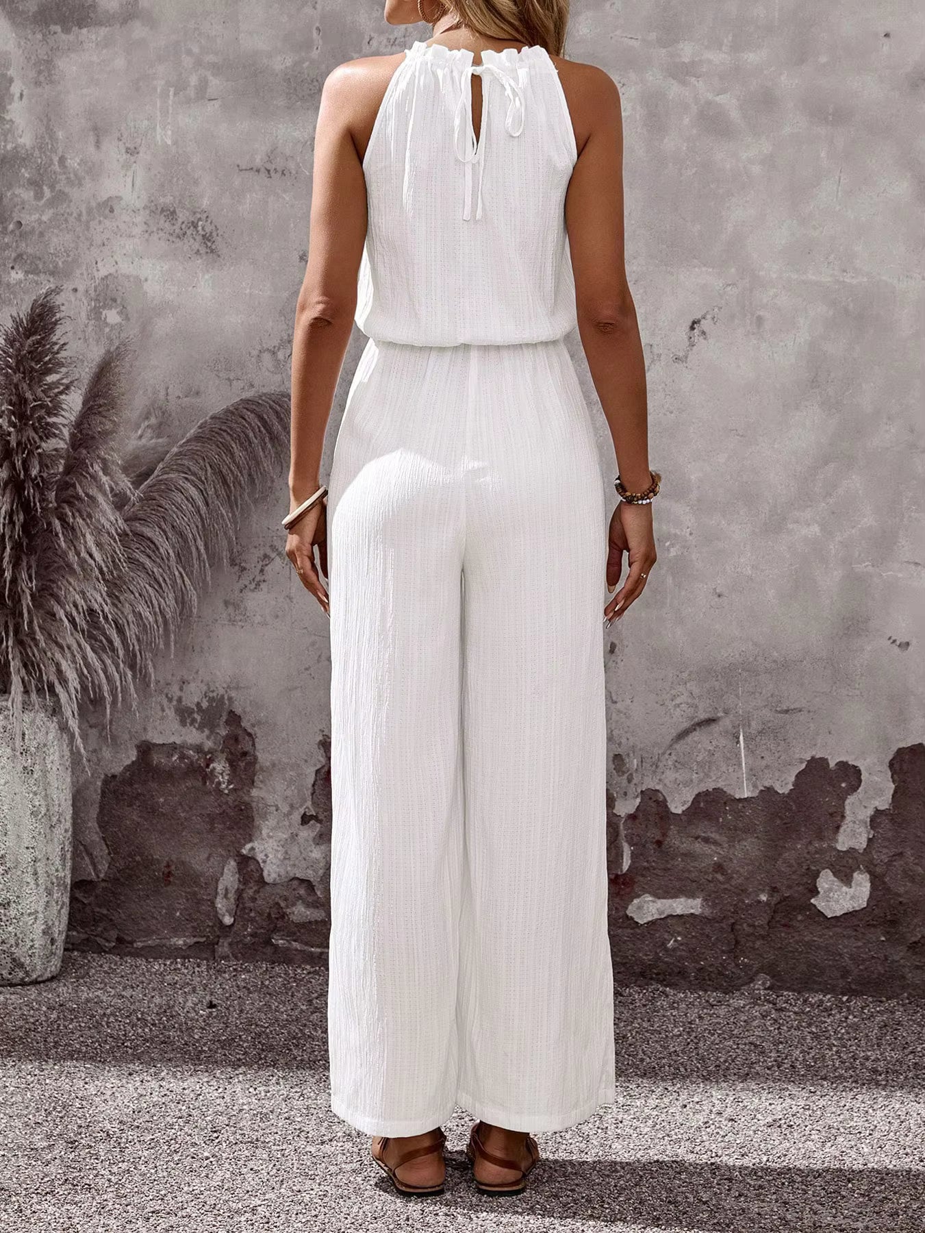 Combinaison Femme Bohème Blanche à Col Halter