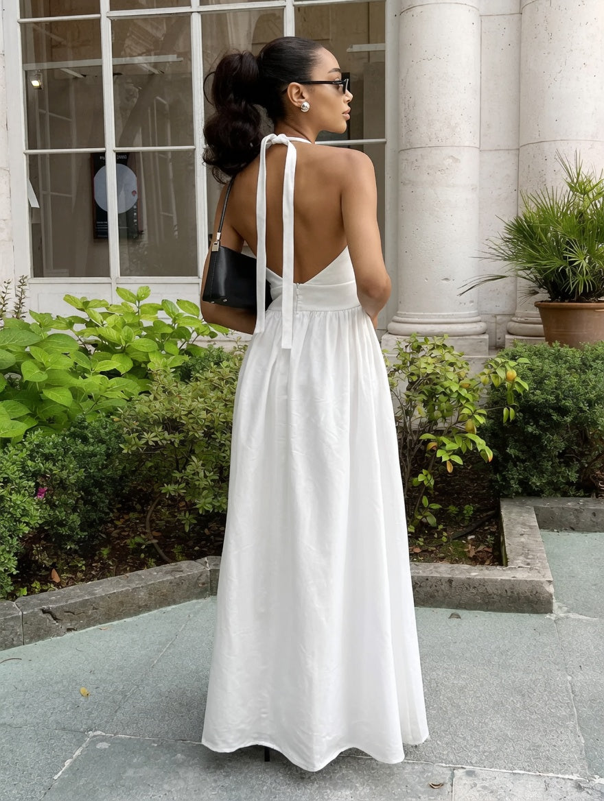 Robe Bohème Longue Blanche Dos Nu Élégante