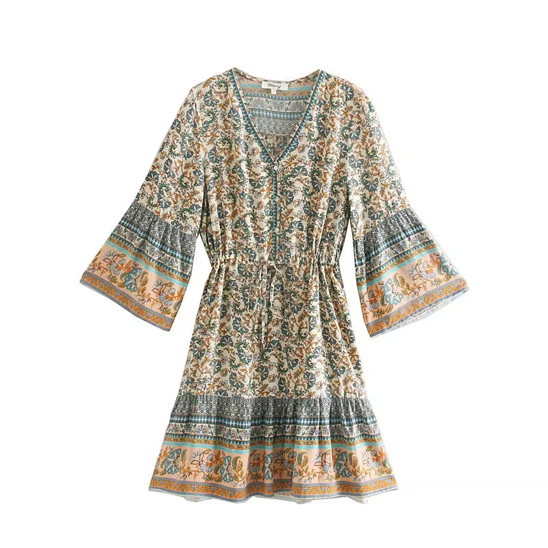 Robe Bohème Hippie à Imprimé Cachemire