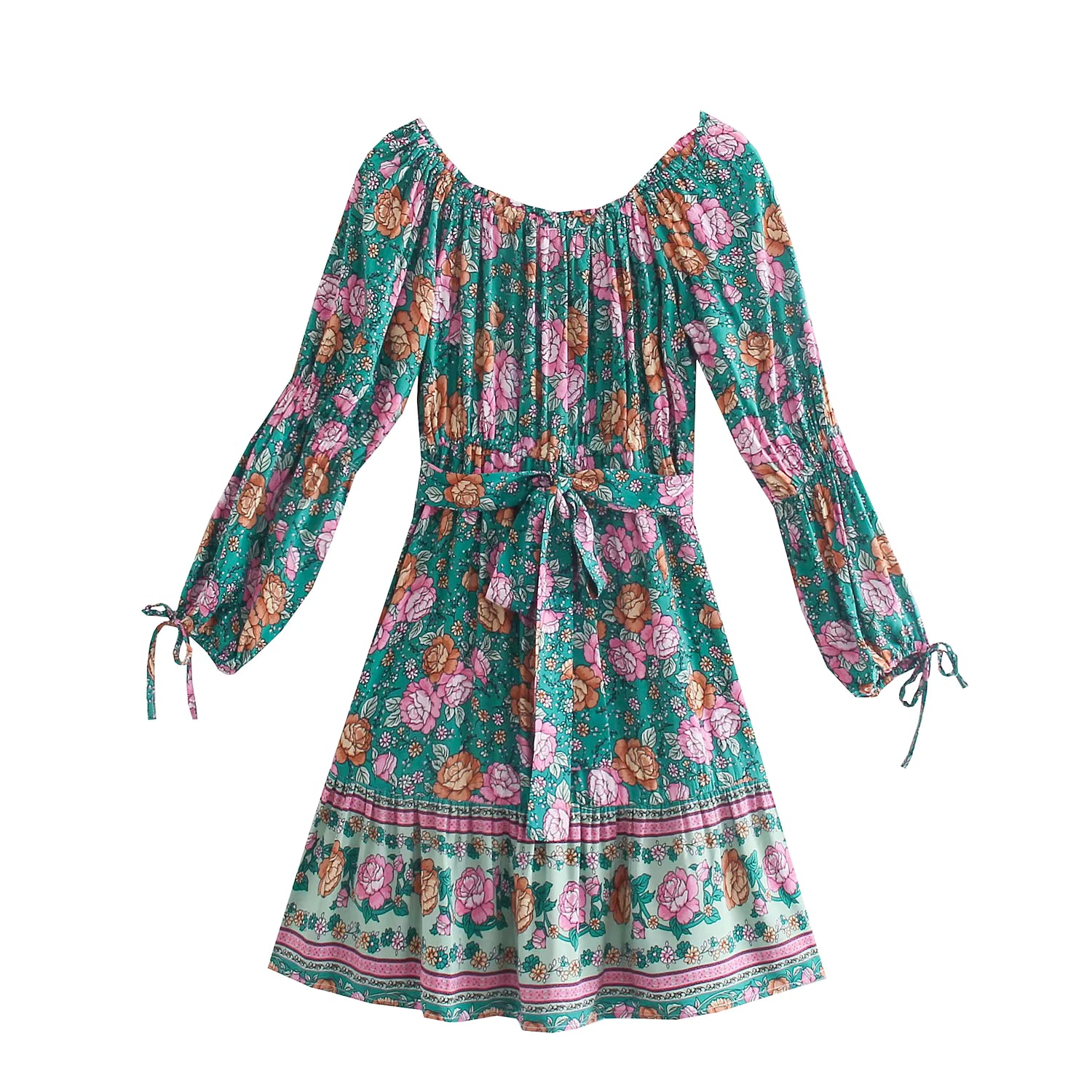 Robe Courte Bohème Hippie à Épaules Dénudées