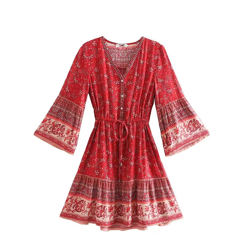 Robe Bohème Hippie à Imprimé Cachemire
