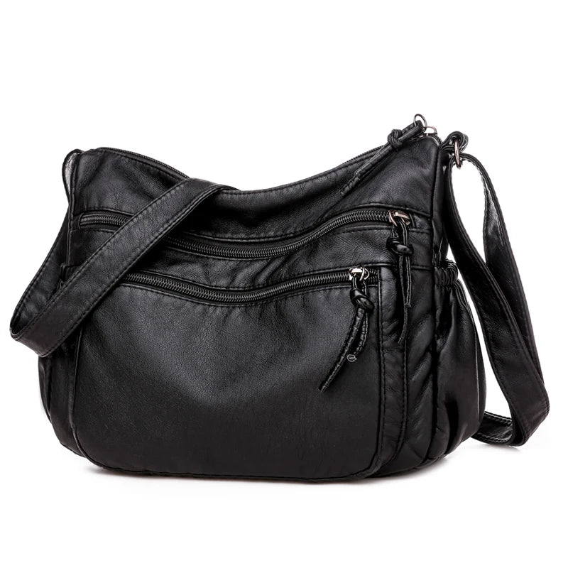 Sac Bohème Bandoulière Multipoches en Cuir