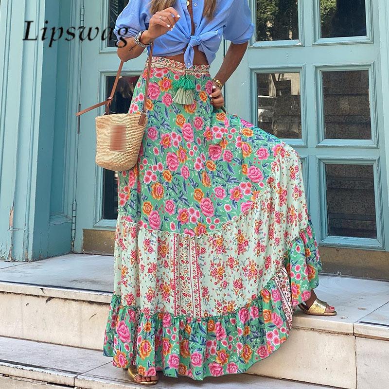 Jupe Longue Boheme Bleu